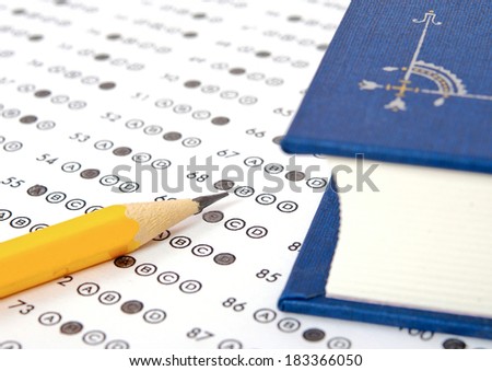 School and Education. Test score sheet with answers