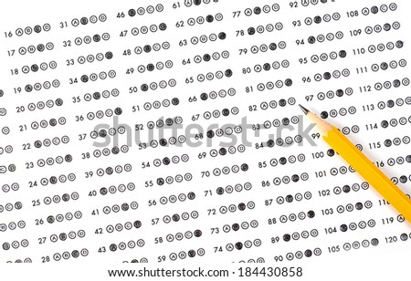 Test score sheet with answers