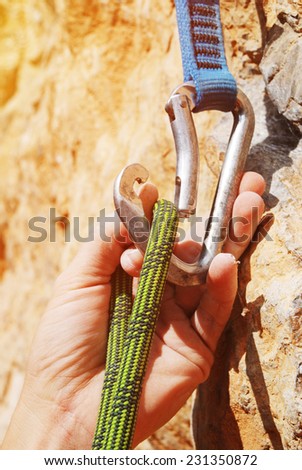 A climbers rope and quick-draws