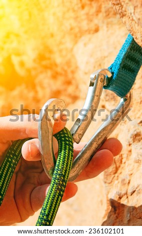 A climbers rope and quick-draws