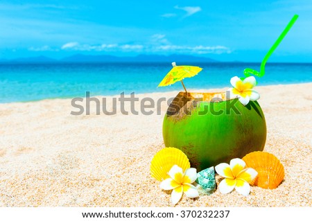 Coconut cocktail on Caribbean beach