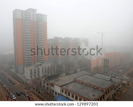BEIJING - FEB 28: Severe air pollution on February 28, 2013 in Beijing, China. Air quality index levels were classed as \