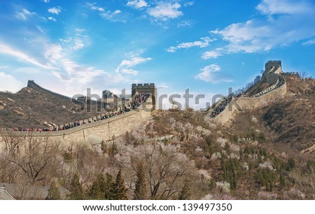 BEIJING - MAY 1: crowds of people travel during National Day holiday on May 1, 2012 in Beijing, China . During this time more than 28.000 people visit the Great Wall daily.