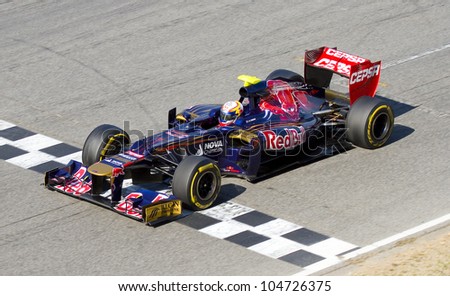 BARCELONA - FEBRUARY 24: Jean Eric Vergne of Toro Rosso F1 team racing at Formula One Teams Test Days at Catalunya circuit on February 24, 2012 in Barcelona, Spain.