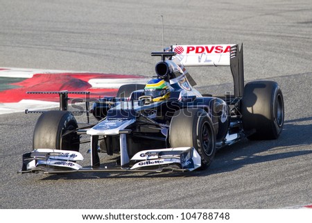 BARCELONA - FEBRUARY 21: Bruno Senna of Williams F1 team racing at Formula One Teams Test Days at Catalunya circuit on February 21, 2012 in Barcelona, Spain.
