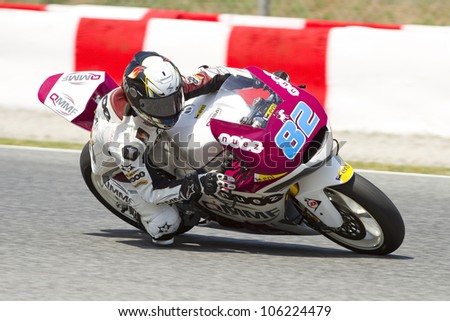 BARCELONA - JUNE 1: Elena Rosell of QMMF team racing at Free Practice Session of Moto2 Grand Prix of Catalunya, on June 1, 2012 in Barcelona, Spain.