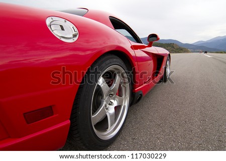 LA SEU D\'URGELL, SPAIN - OCTOBER 6: A Dodge Viper SRT take part in Road and Track racing weekend organizated by American Car Club, on October 6, 2012, in the airport of La Seu d\'Urgell, Spain.