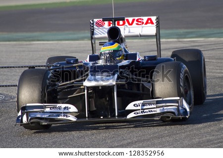 BARCELONA - FEBRUARY 21: Bruno Senna of Williams F1 team racing at Formula One Teams Test Days at Catalunya circuit on February 21, 2012 in Barcelona, Spain.