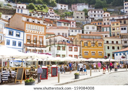 CUDILLERO, SPAIN - AUGUST 18: View of Cudillero, one of the most beautiful villages of Spain and one of the most touristic places in Asturias region, on August 18, 2013, in Cudillero, Spain.