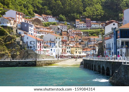CUDILLERO, SPAIN - AUGUST 20: View of Cudillero, one of the most beautiful villages of Spain and one of the most touristic places in Asturias region, on August 20, 2013, in Cudillero, Spain.