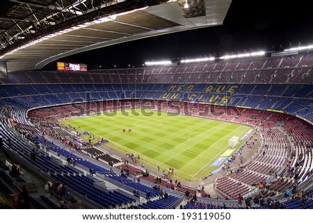 BARCELONA - DECEMBER 16: View of Camp Nou stadium before the Spanish League match between FC Barcelona and Atletico de Madrid, final score 4 - 1, on December 16, 2012, in Barcelona, Spain.