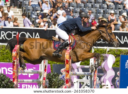 BARCELONA, SPAIN - SEPTEMBER 25: Unidentified rider at the 100th CSIO event at the Real Club de Polo Barcelona, on September 25, 2011, in Barcelona, Spain.