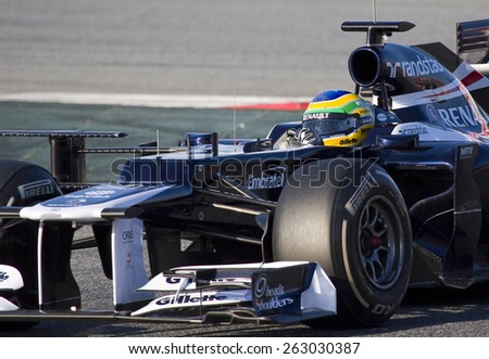 BARCELONA - FEBRUARY 21: Bruno Senna of Williams F1 team races during Formula One Teams Test Days at Catalunya circuit on February 21, 2012 in Barcelona, Spain.