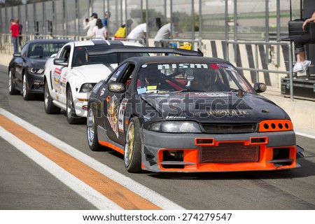 VALENCIA, SPAIN - APRIL 25: A black Nissan Skyline take part in American Fest weekend organizated in circuit Ricardo Tormo, on April 25, 2015, in Cheste, Valencia, Spain.