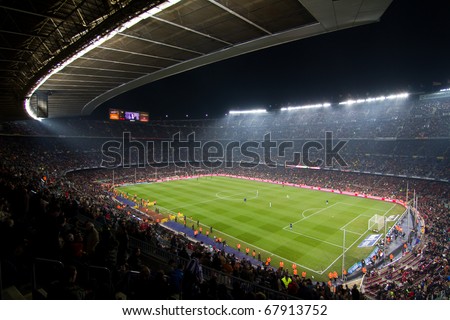 BARCELONA - DECEMBER 13: Nou Camp stadium, spanish soccer league, FC Barcelona - Real Sociedad, 5 - 0. December 13, 2010 in Barcelona (Spain).