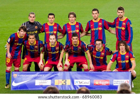 barcelona fc players 2011. stock photo : BARCELONA