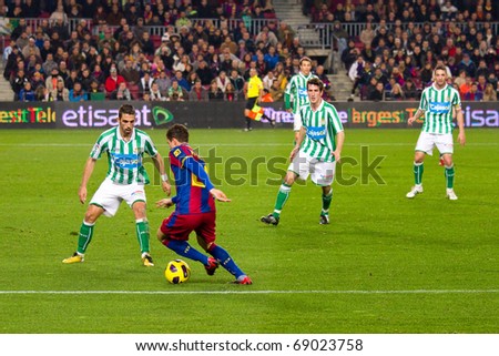 BARCELONA - JANUARY 12: Nou Camp soccer stadium, Spanish Cup match: FC Barcelona - Real Betis, 5 - 0. In the picture, Afellay in action. January 12, 2011 in Barcelona (Spain).
