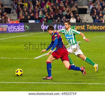 BARCELONA - JANUARY 12: Nou Camp football stadium, Spanish Cup match: FC Barcelona - Real Betis, 5 - 0. In the picture, Afellay in action. January 12, 2011 in Barcelona (Spain).