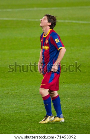 BARCELONA - JANUARY 12: Nou Camp football stadium, soccer Spanish Cup: FC Barcelona - Real Betis, 5 - 0. In the picture, Leo Messi. January 12, 2011 in Barcelona (Spain).