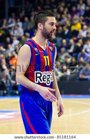 BARCELONA - MARCH 24: Juan Carlos Navarro of Barcelona in action during the Euroleague basketball match between FC Barcelona and Panathinaikos, 71-75, on March 24, 2011 in Barcelona, Spain.