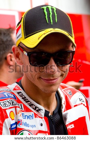 BARCELONA - JUNE 4: Valentino Rossi in the paddock during Qualifying Session of MotoGP Grand Prix of Catalunya, on June 4, 2011 in Barcelona, Spain.