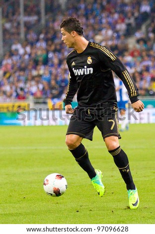 BARCELONA - OCTOBER 2: Cristiano Ronaldo in action during the Spanish League match between RCD Espanyol and Real Madrid, final score 0 - 4, on October 2, 2011 in Cornella stadium, Barcelona, Spain.