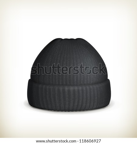 Knitted black cap vector Knitted black cap vector