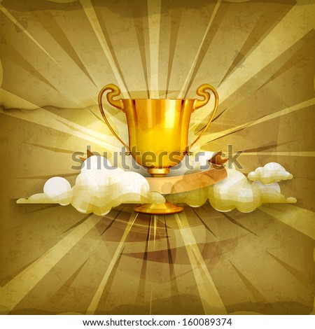 Gold trophy old style vector background Gold trophy old style vector background