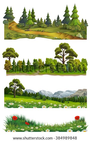 Nature landscape, vector set