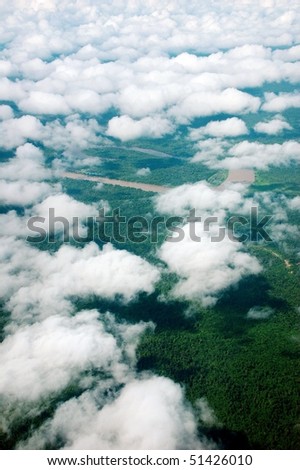 aerial view of rain forest in Gunung Mulu National park, Borneo, Malaysia, Asia.