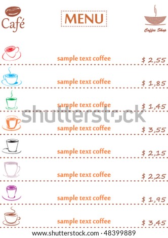 Coffee Shop Menu on Coffee Shop Menu Stock Vector 48399889   Shutterstock