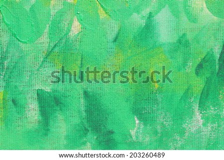 Abstract unusual fresh green colorful tender painted canvas background texture