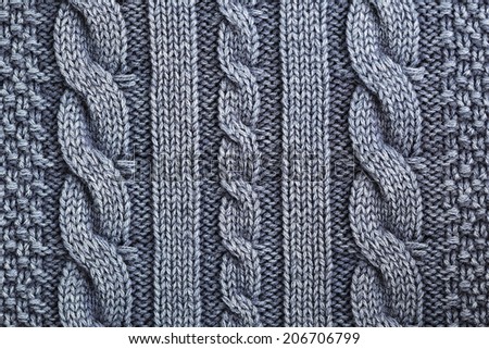 Unusual Abstract blue knitted pattern background texture