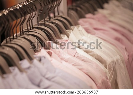 clothes hang on in a clothing store