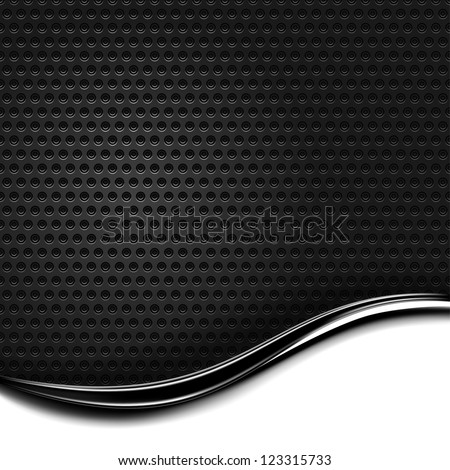 Background with dark chrome metal strip. Metal dot perforated texture. Vector illustration clip-art design element saved in 10 eps. Black and white modern wallpaper in industrial style