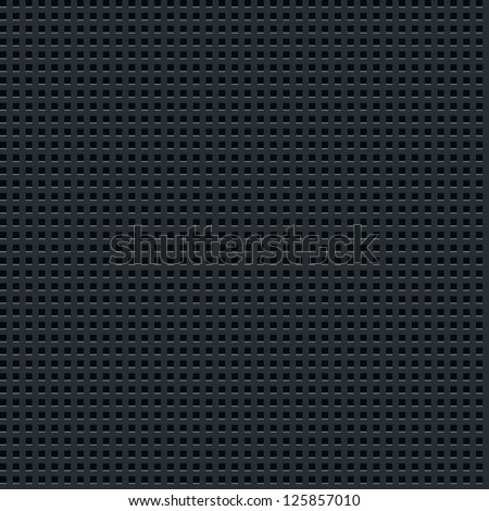 Subtle pattern dark background. Seamless texture perforated metal surface with square holes. Contemporary swatch simple modern style. Template size square format. Image bitmap copy vector illustration