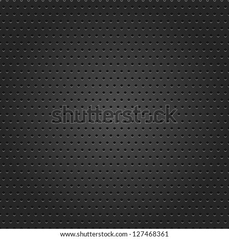 Seamless texture perforated small round dot black metal surface dark gray background. This image for clip-art design element is a bitmap copy of my vector illustrations