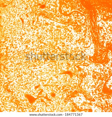 Gorgeous textured images of old marbled paper. Scan image has a square format sheet. White, yellow, orange, red colors. Abstract grunge vintage background with genuine original marbleized effect