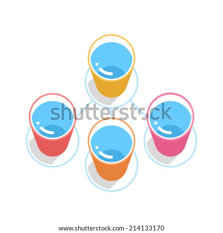 Buy and Sell Stock Vector illustration: ALS Ice Bucket Challenge concept in flat style. Color bucket with blue water on blue circle icon with long shadow on white background