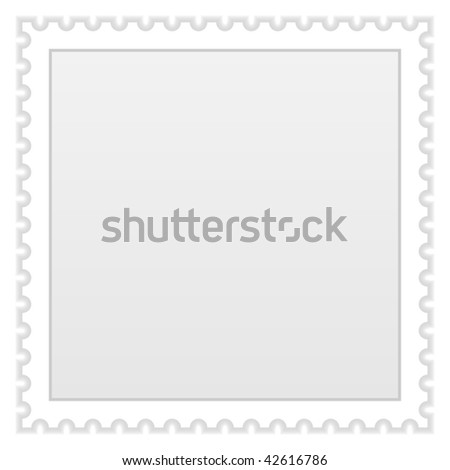 Satin smooth matted grey blank postage stamp with shadow on a white background
