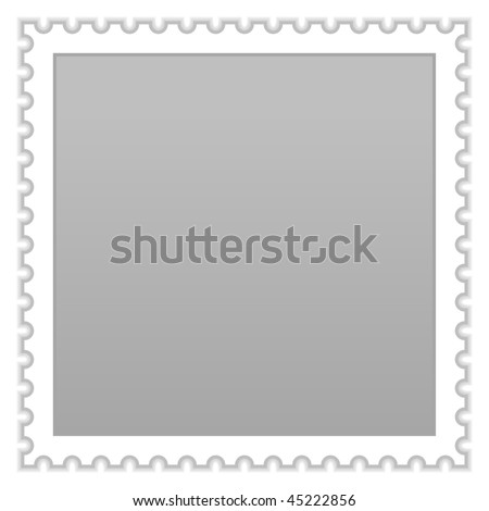 Satin smooth matted gray blank postage stamp with shadow on white background