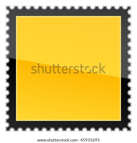Yellow hazard warning blank postage stamp on a white Yellow hazard warning blank postage stamp on a white background