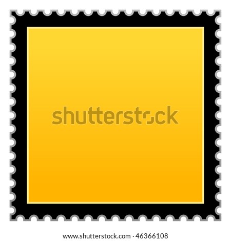 Satin smooth matted yellow hazard warning blank postage stamp on white background