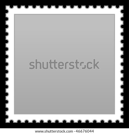 Satin smooth matted grey empty postage stamp on black background