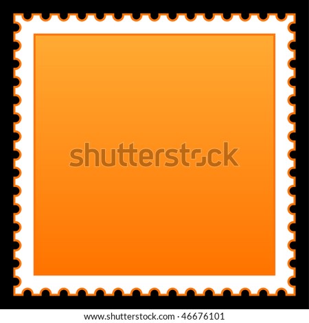 Satin smooth matted orange empty postage stamp on black background