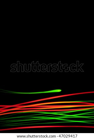 Abstract light painting colorful lines template on black background