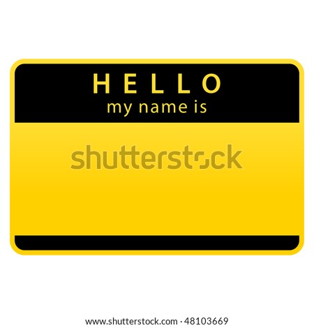 Yellow warning name tag sticker on white background