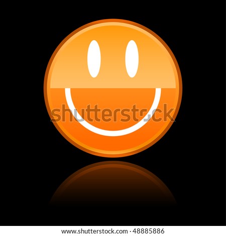 Glossy orange smiley face withreflection on black
