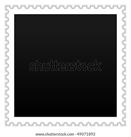 Satin smooth matted black blank postage stamp with shadow on white background
