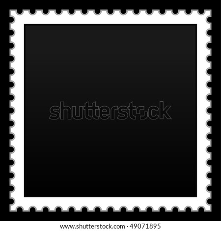 Satin smooth matted black empty postage stamp on black background